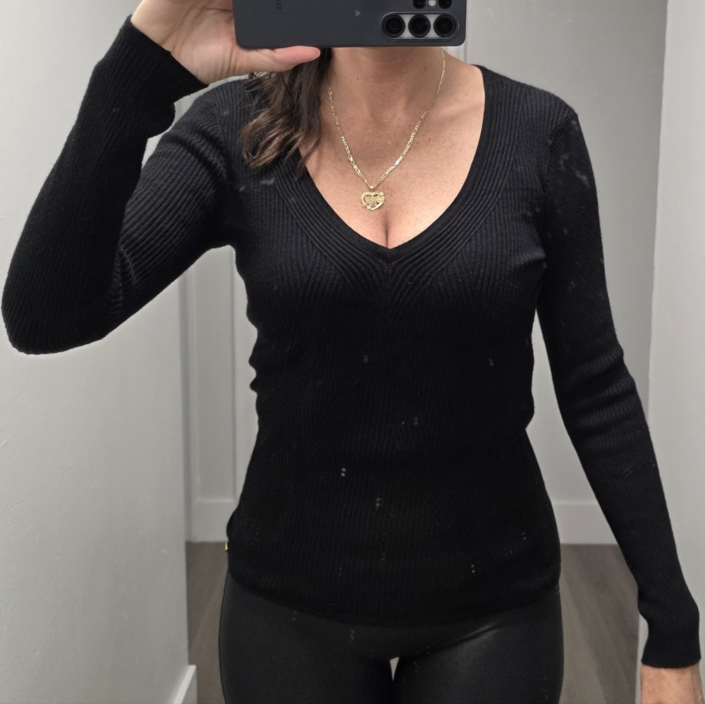 Guess Ribbed V-Neck Sweater - Picture 2 of 5